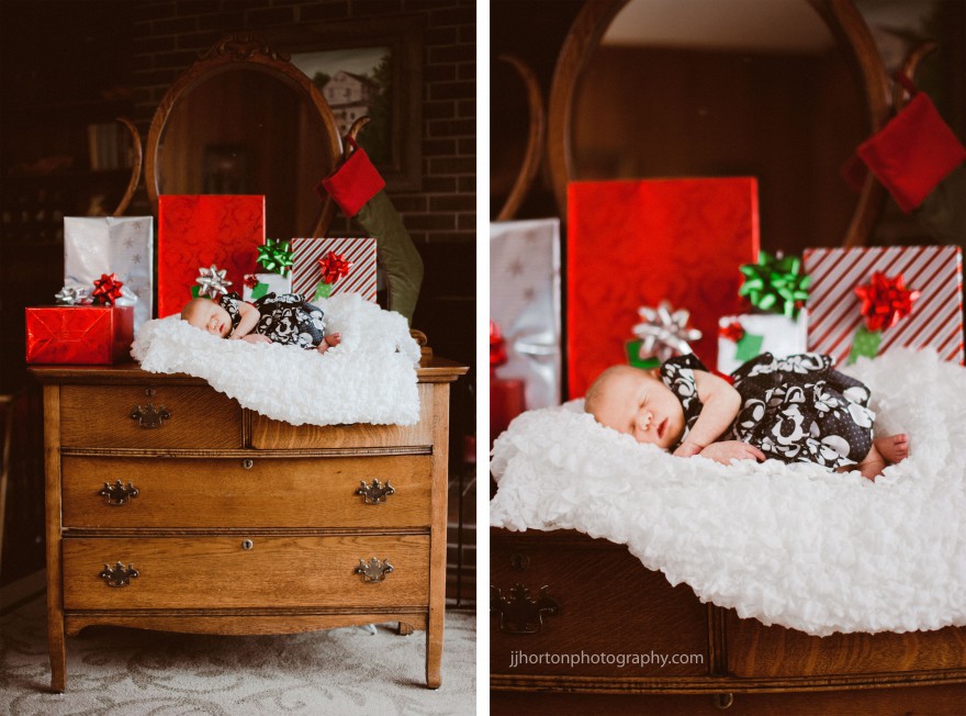 baby on dresser christmas package