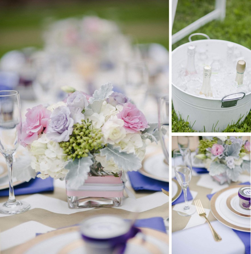 purple gold chevron table wedding runner