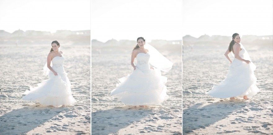 bride at sunset wrightsville beach nc