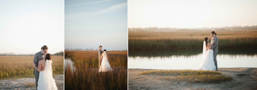 sunset portraits sound wrightsville beach marsh wedding