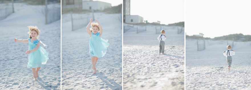 teal flower girl dress twirl in sand