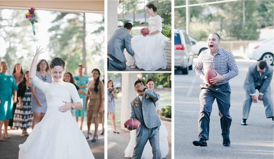 bouquet toss garter football