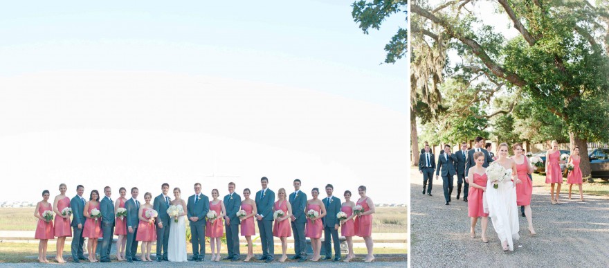 coral gray bridal party