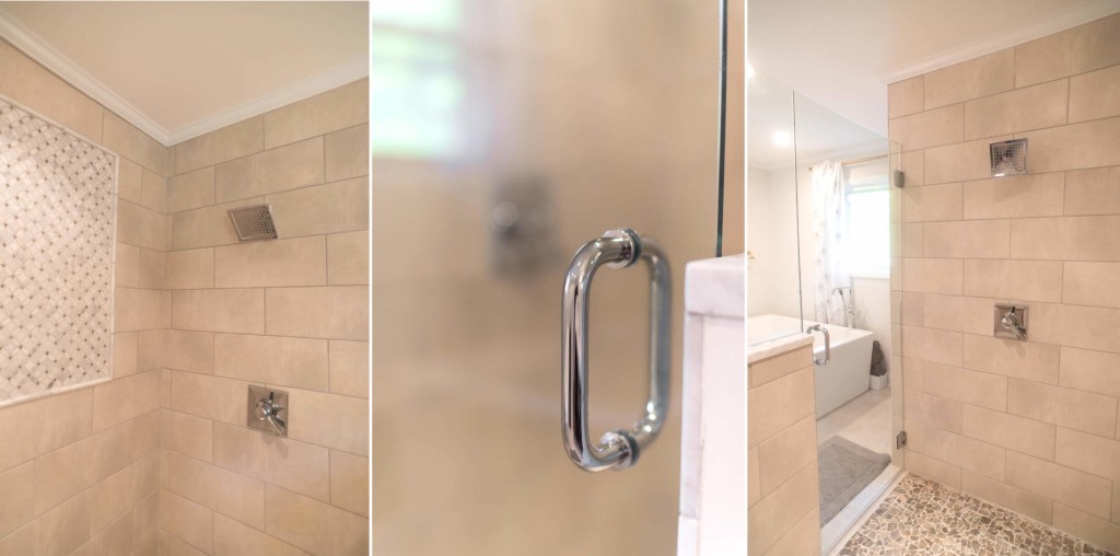 marble chrome bathroom walk in curbless shower