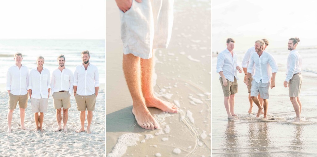 groomsman linen white shirts khaki shorts