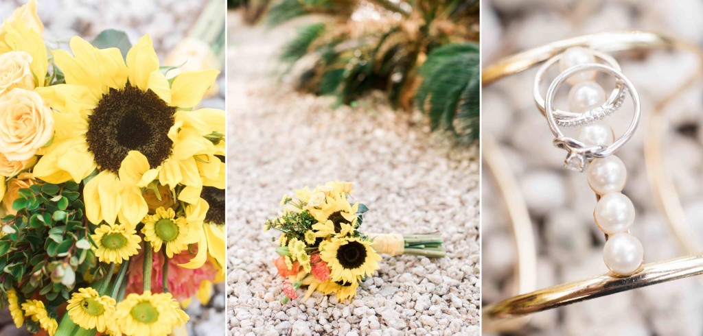 sunflower bridal details wedding beach