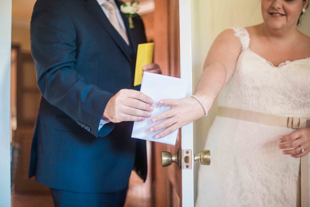 card exchange before ceremony bride groom wedding