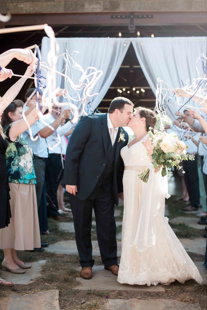 ceremony reception exit with ribbon wands