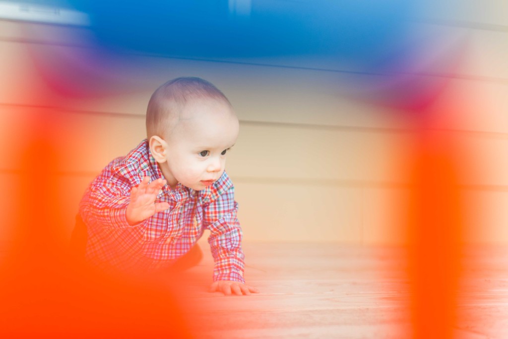 baby boy exploring