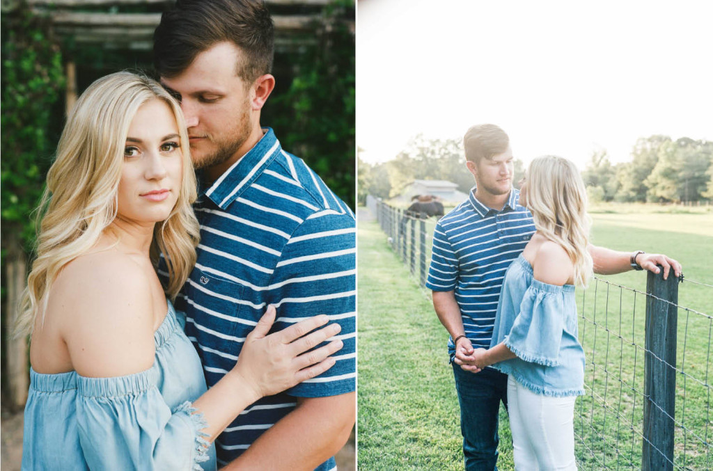 farm engagement session cold shoulder top