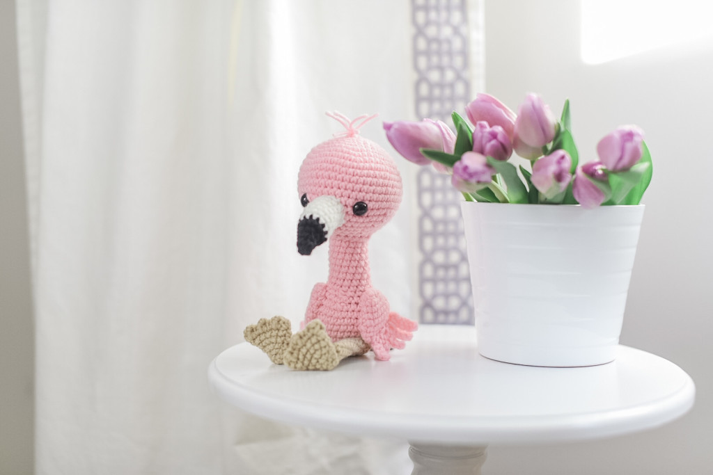 pink purple nursery flamingo crochet