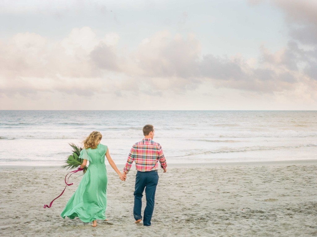 outfit insporation engagement session bright colored dress