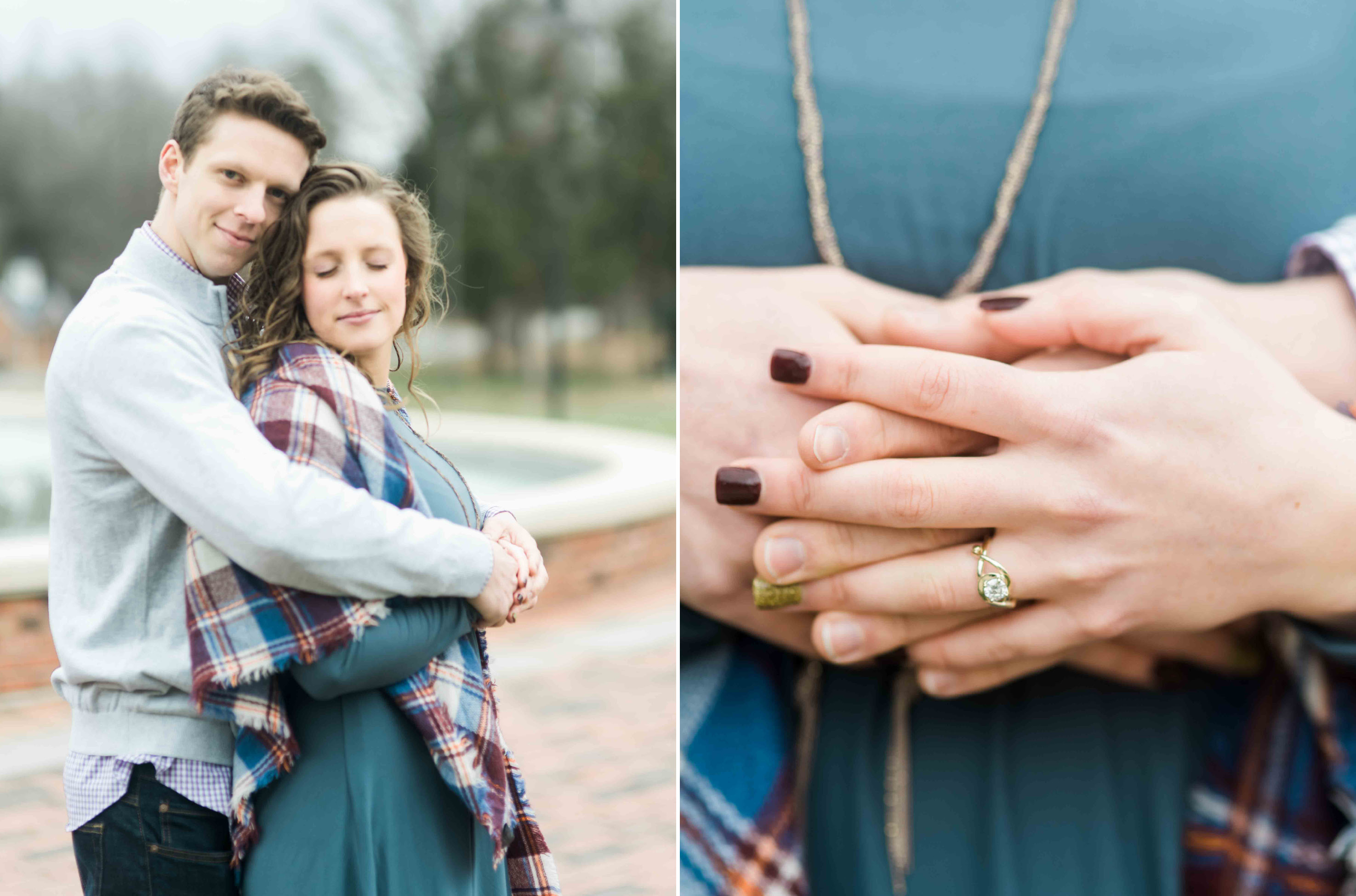 plaid scarf teal dress engagement wardrobe outfit