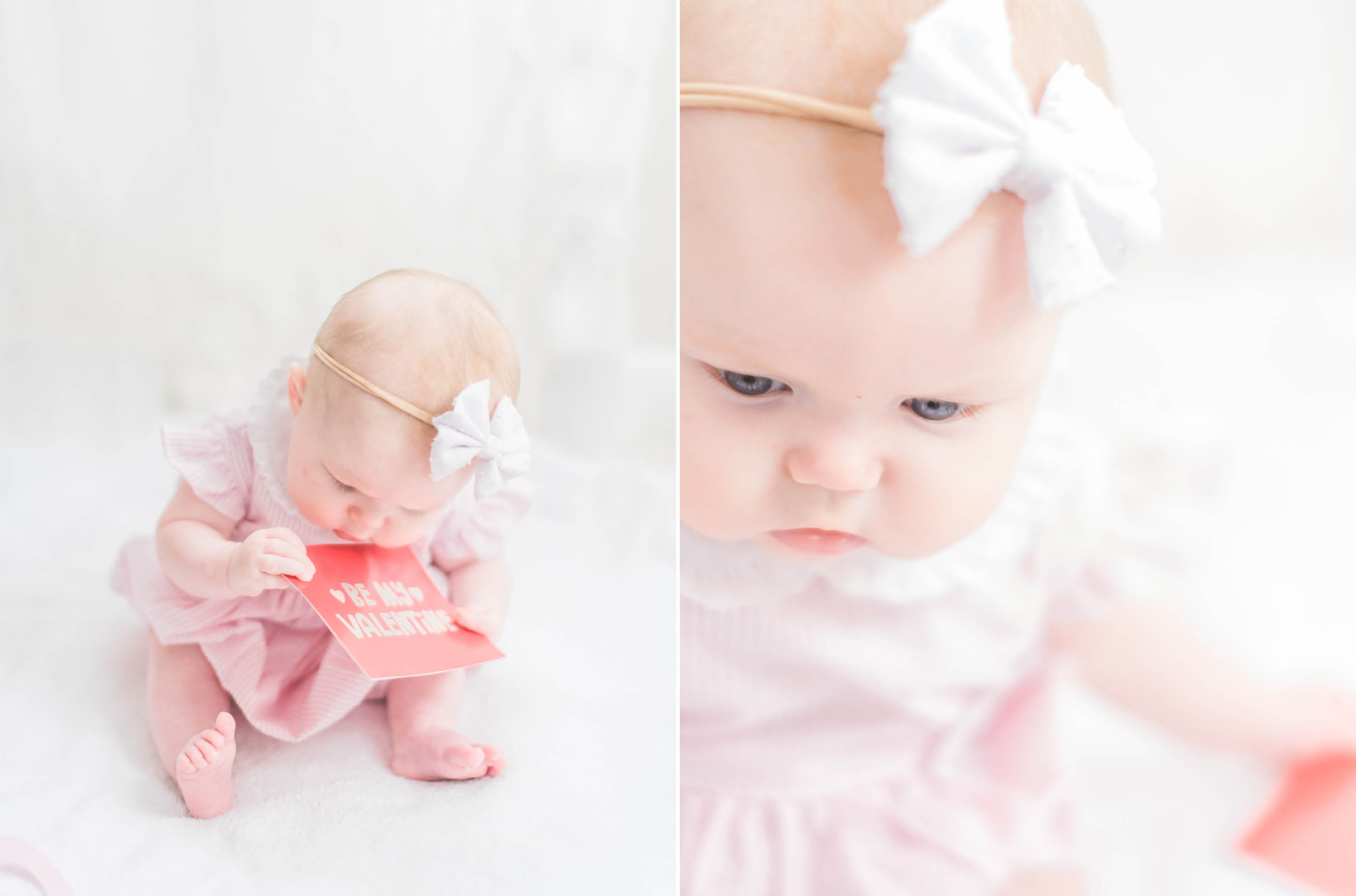 valentines day photo session baby girl pink red