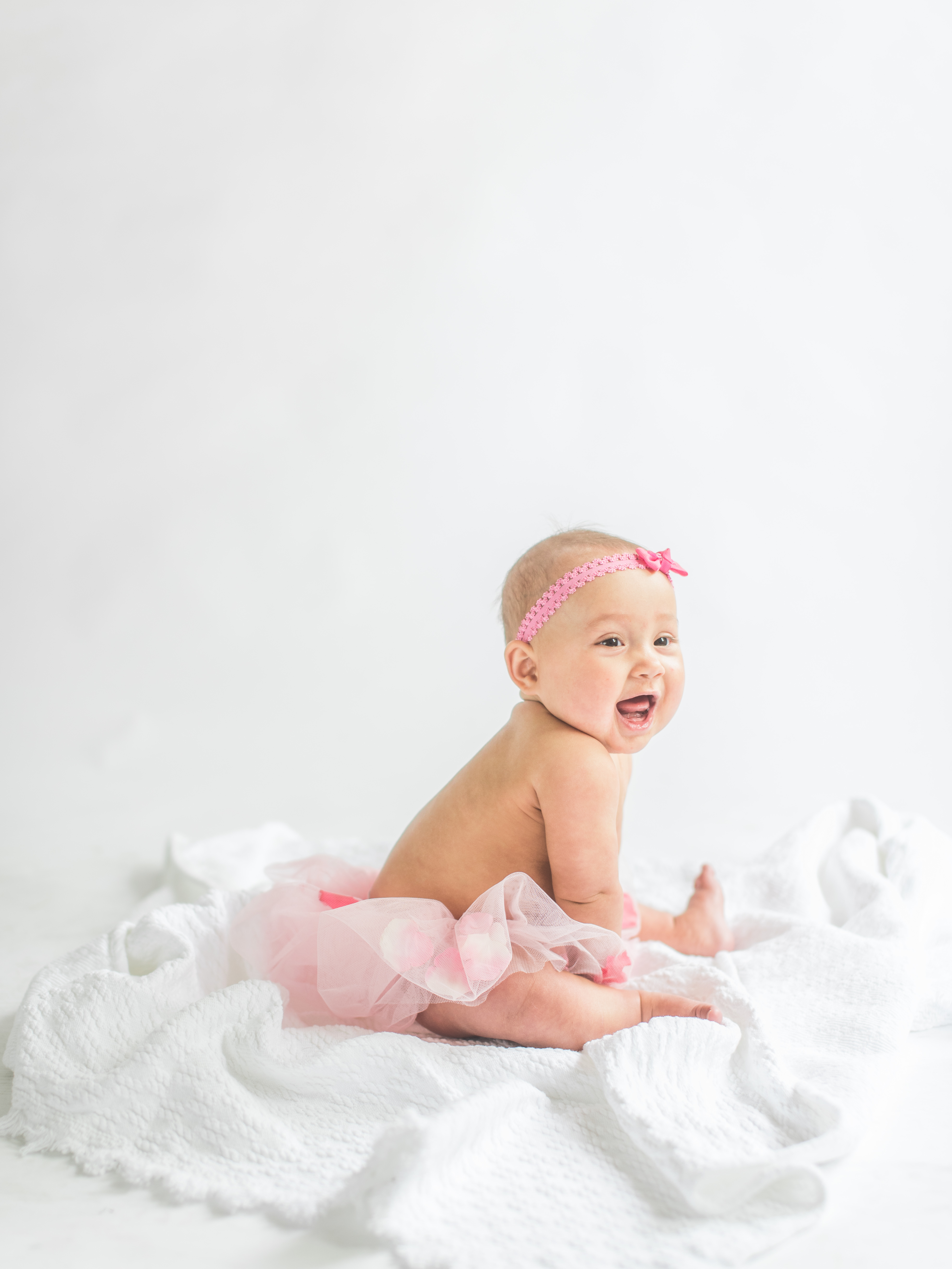 baby girl in pink tu-tu studio charlotte nc photographer 6 months