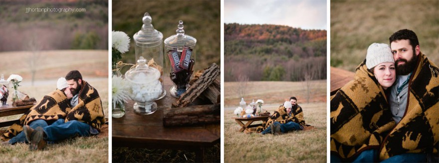 cuddle blanket moutain engagement smores