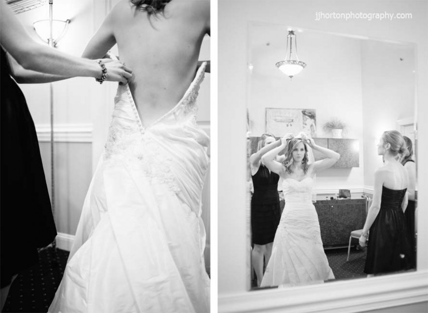 bride getting dressed