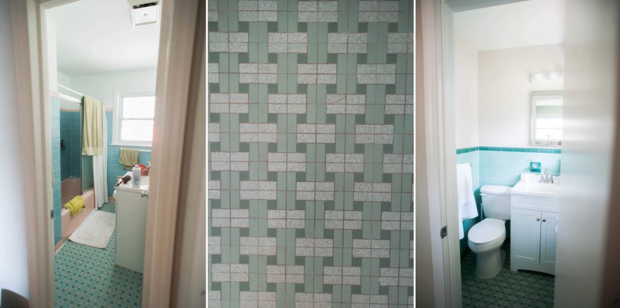 blue pink teal bathroom