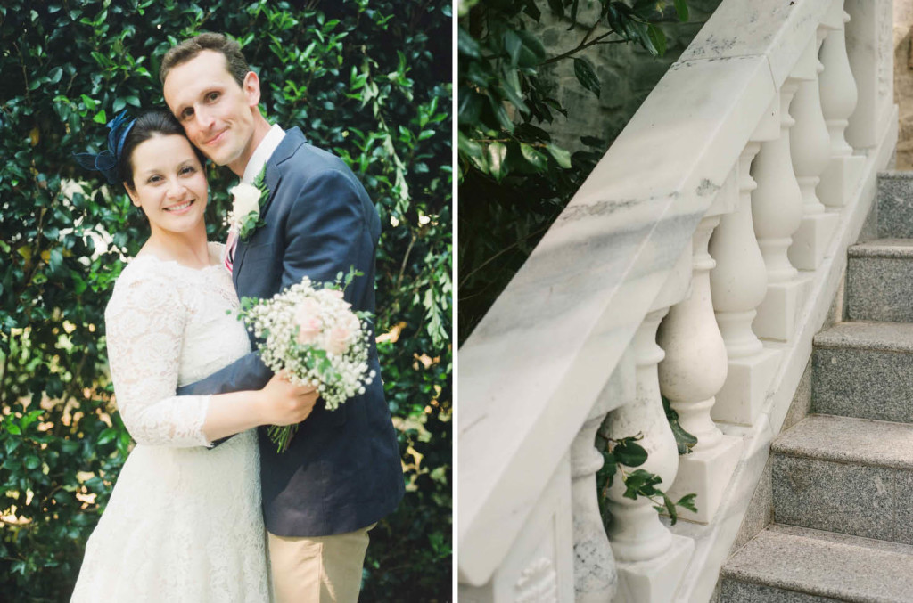 bride groom navy pink short dress lake norman wedding